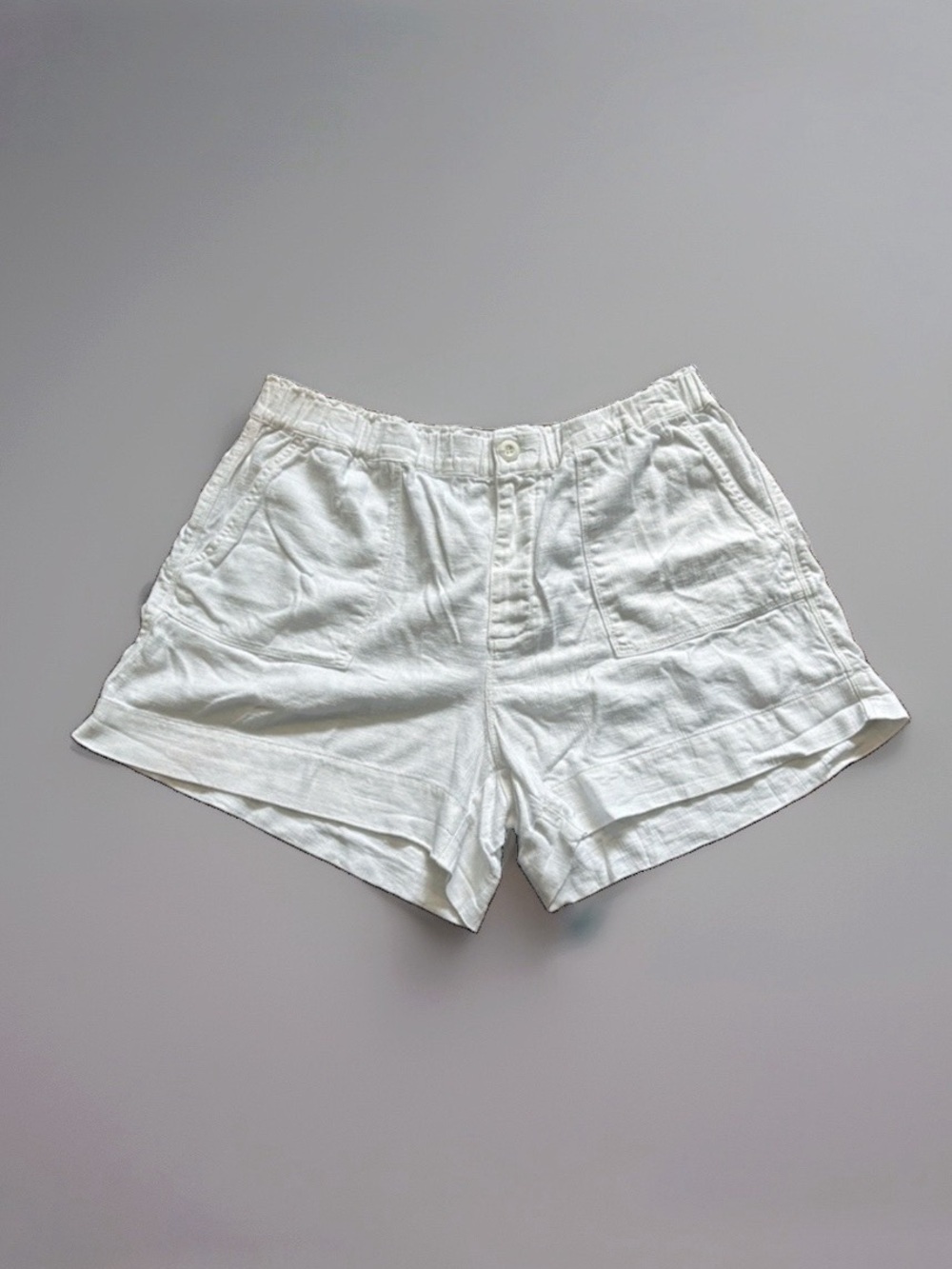 BlankNYC Elastic Waist White Casual Linen-Blend Women's Size L